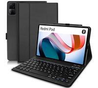 YUEJIDZ Funda Teclado Español Ñ para Xiaomi Redmi Pad, Funda Inteligente de Cuero PU Premium con Diseño QWERTY Teclado Bluetooth Desmontable Compatible con L83 Redmi Pad 10.61 Pulgadas 2022,Negro