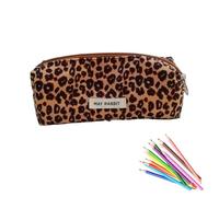 YueJieSelected - Estuche de lápices, Marrón/Patrón Leopardo, Simple y Elegante