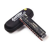 YUEKO Diatonic Blues Armónica 10 agujeros 20 tonos negro T008K con funda, una llave principal, material de cobre y resina