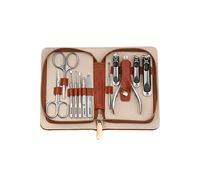 YUEKOPOU 9-Piece Stainless Steel Nail Care Set - Professional Pedicure Kit with Portable Zipper Leather Case for Home and Travel Use(C 12 Piece Set)