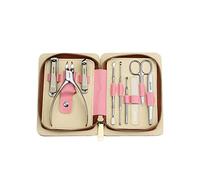 YUEKOPOU 9-Piece Stainless Steel Nail Care Set - Professional Pedicure Kit with Portable Zipper Leather Case for Home and Travel Use(B 9 Piece Set)