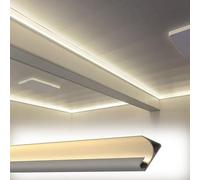 YUEKOPOU Canal de luz LED, iluminación de Techo, zócalos de Moldura de Corona LED de Aluminio for Tiras de Luces, Multicolor, 1 m-30 m(White,7.5m/24.6 ft)