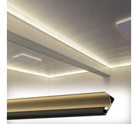 YUEKOPOU Canal de luz LED, iluminación de Techo, zócalos de Moldura de Corona LED de Aluminio for Tiras de Luces, Multicolor, 1 m-30 m(Black,16 m/52.4 ft)