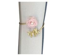 YUEKOPOU Cordones Ajustables para Cortinas, Cordones para c Alloy Pearl Curtain Tiebacks Floral Design Multicolor for Living Room Bedroom(Pink)