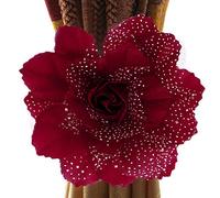 YUEKOPOU Cordones Ajustables para Cortinas, Cordones para c Cloth Curtain Tiebacks Pack of 2 with 13 Centimeters Flower Multicolor(Wine Red)