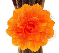 YUEKOPOU Cordones Ajustables para Cortinas, Cordones para c Cloth Curtain Tiebacks Pack of 2 with 13 Centimeters Flower Multicolor(Orange)