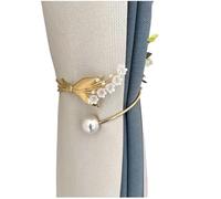 YUEKOPOU Cordones Ajustables para Cortinas, Cordones para c Curtain Tiebacks with Flower Design Pearl Finish For No Hole Installation In Bedroom Living Room(Leaf)