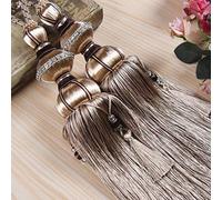 YUEKOPOU Cordones para Cortinas, Sujetadores Decorativos, Alzapaños for Cortinas con borlas, Flecos y Hebillas, Paquete de 2, Multicolor, 89 cm(Khaki)