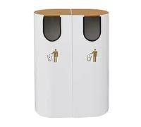 YUEKOPOU Cubo de basura, Metal Trash Can With Gold Lid D-Shape Removable Inner Bucket Indoor Outdoor Multiple Sizes
