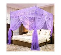 YUEKOPOU Dosel para Cama, mosquitera, 4 Corner Post Lace Bed Canopy Mosquito Net Curtain with Bracket Multicolor Multiple Sizes(Purple,200X220cm/79X87in)