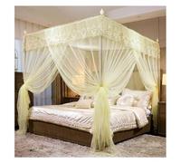 YUEKOPOU Dosel para Cama, mosquitera, 4 Corner Post Lace Bed Canopy Mosquito Net Curtain with Bracket Multicolor Multiple Sizes(Yellow,180X220cm/71X87in)