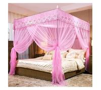YUEKOPOU Dosel para Cama, mosquitera, 4 Corner Post Lace Bed Canopy Mosquito Net Curtain with Bracket Multicolor Multiple Sizes(Pink,200X220cm/79X87in)
