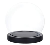 YUEKOPOU Globo terráqueo de Cristal Negro - Cúpula de Cristal con Base de Madera, Elegante decoración a Prueba de Polvo(Black)