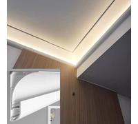 YUEKOPOU Moldura de Techo, Canal de zócalo, LED Crown Molding Trim 8x6cm Aluminum Channel Track for Ceiling Wall Lighting Multiple Sizes(6.5m/21.3 ft)