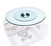 YUEKOPOU Plato Giratorio Redondo for Servir, Plato Giratorio Grande de Vidrio Templado Lazy Susan, práctica Bandeja de Mesa de Comedor for reuniones Familiares,(70cm/27.5in)