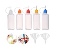 YUEKOPOU Precision Tip Applicator Bottles Set - 10ml Bottles with 25 Reusable Cups & 2 Mini Funnels for Versatile Use(5pcs 120ml with funnels)