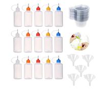 YUEKOPOU Precision Tip Applicator Bottles Set - 10ml Precision Bottles with 25 Reusable Cups and 2 Mini Funnels for Versatile Applications(25pcs Disposable Cups)