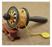 YUEKOPOU Rueda de oración tibetana, Rueda de oración portát Brass Buddhist Prayer Wheel with Scroll For Prayer and Meditation Multicolor(Black)