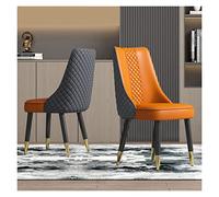 YUEKOPOU Sillas de Comedor Modern Gray Faux Leather Dining Chairs with Diamond Stitching - Stylish Seating for Kitchen, Bedroom, Living Room, or Restaurant(Orange)