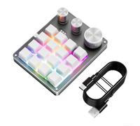 YUEKOPOU Teclado USB con Cable, Teclado numérico, Gaming Keyboard Featuring Customizable Keys and Three Knobs, Designed for Seamless Layer Switching During Intense(White)