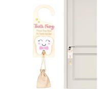 Yuemeuy Colgador De Puerta Del De Los Dientes | Caja para Dientes Perdidos con Ranura para Monedas,Caja Recuerdos Madera Con Bolsita Infantil Decoración Hogar