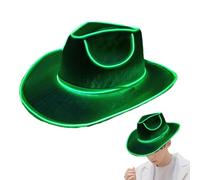 Yuemeuy Sombrero de ranchero de neón, sombrero que brilla en la oscuridad, sombrero de vaquera brillante, sombrero de LED, sombrero de, sombreros de que funcionan con pilas