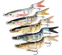 YUEMING 5PCS Señuelos de Pesca para Agua Dulce y Salada, Multiarticulados Lifelike Swimbait para la Trucha Bass, 13.5 Cm Lento hundimiento Bass Señuelo de Pesca de Ganchos de Pesca de Agudo(19.5g)