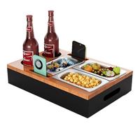 YUEMING Couchbar Snackbox, Sofá Bandeja con cuencos de aperitivos de acero inoxidable, bandeja para sofá, caja de aperitivos con compartimentos, estante para sofá para salón, sofá, restaurante, pícnic