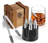 YUEMING Juego de Piedras para Whisky, 6 Piezas Forma de Bala Piedras para Whisky de Acero Inoxidable, Cubitos de Hielo Reutilizables para Whisky con Clips, para Hombres/Papá/Novio/Marido