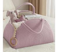 YUEMING Organizador de pañales para bebé, organizador portátil para pañales con compartimentos y asas, cesta para cambiar pañales, organizador de bolsas de pañales, regalos para recién nacidos (rosa)