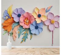 YueMingDi 3D Papel Pintado Colorido Relieve Delicado Flores Hojas | Murales Creativos y Modernos Para la Del Hogar Estudio Salón Dormitorio Fondo el Sofá Decoración de Pared Lujo-430cm×300cm