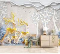 YueMingDi Animales Ciervo Plantas Árboles Texturas Decoración Del Hogar Dormitorio Sala De Estar Fondo De Tv Moderno-350Cm×256Cm