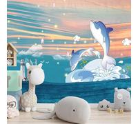 YueMingDi Animales Delfín Océano Paisaje Moderno Papel Pintado Decoración Dormitorio Sala De Estar Creativa Fondo De Tv-350Cm×256Cm