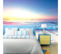 YueMingDi Azul Océano Vista Mar Papel Tapiz Decoración Del Hogar Dormitorio Sala De Estar Fondo De Tv Moderno-430Cm×300Cm