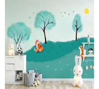 YueMingDi Dibujos Animados Azul Árbol Paisaje Moderno Papel Tapiz Decoración Dormitorio Estudio Sala De Estar Oficina Fondo-300Cm×210Cm