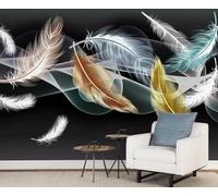 YueMingDi Plantas Coloridas Plumas Papel Tapiz De La Sala De Estar Decoración Del Hogar Sala De Estar Dormitorio Fondo De Arte De Papel Tapiz-430Cm×300Cm
