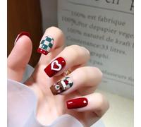 YUEMOL uñas postizas de navidad Christmas Elk Love Pattern Bright Face Wearing Armor, Used for Christmas Day Nail Decoration Gifts
