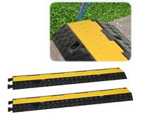 YUENFONG 2 alfombrillas de protección para cables, 2 canales, puente de cable de caucho, para aparcamientos, almacenes, talleres, 100 x 24 x 5 cm (negro y amarillo)