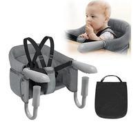 YUENFONG Asiento de mesa plegable para bebés, asiento para bebés con sujeción de deslizamiento y bolsa de asiento (gris)