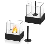 YUENFONG Biochimenea de Sobremesa Hoguera de Bioetanol Portátil para Chimeneas Interiores y Exteriores Base de Acero Inoxidable, Segura y cálida, sin Humo y sin Olor(Tipo D, Rectángulo)