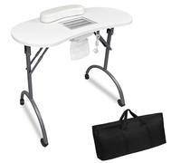YUENFONG Mesa de manicura plegable, mesa de manicura, mesa de manicura, esteticista profesional, 90 x 37 x 77 cm, color blanco
