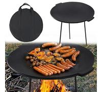 YUENFONG Sartén de hierro fundido con placa de parrilla de 3 patas Barbacoa de hierro fundido Ø 45 cm, Soporte para horno holandés Sartén de hierro fundido fácil limpieza, para jardín de camping