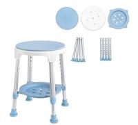 YUENFONG Taburete de ducha giratorio 360°, 6 alturas, asiento de ducha de aluminio y plástico ABS, taburete de baño antideslizante, carga máxima de 150 kg