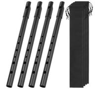 YUENPUN 4 silbatos de estaño D, silbatos de aluminio de 6 agujeros, silbato irlandés de estaño para principiantes, intermedios y expertos, actuaciones de banda (negro)