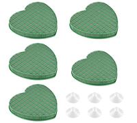 YUENPUN 5 piezas de espuma con forma de corazón para flores, 30 x 30 x 4 cm, esponja de corazón con ventosas, espuma de flores verde para manualidades para celebraciones, bodas, regalos