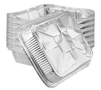 YUENPUN 50 bandejas cuadradas de aluminio de 8 pulgadas para freidora de aire, freidora de aire, recipientes de papel de aluminio para hornear, asar y cocinar