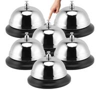 YUENPUN 6 campanas de recepción de acero inoxidable, contador de campanas de servicio, campana de llamada de recepción de metal, campana de anillo de mesa de restaurante para camareros, escritorios,