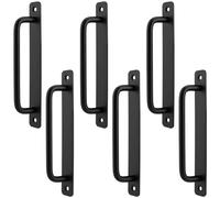 YUENPUN 6 tiradores de puerta de granero negros de 180 x 25 mm, tiradores de puerta de empuje de 180 mm, tiradores de puerta corrediza de aleación de aluminio para armario de cobertizos