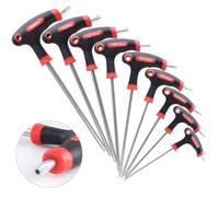 yuentoen Juego de 9 llaves Torx con mango en T T10-T50, mango en T, juego de destornilladores, brazos extralargos de acero CR-V, juego de llaves angulares Torx con asas transversales en organizador