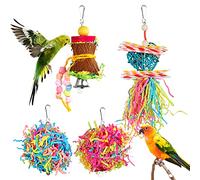 YUEPET Paquete de 4 Juguetes para triturar pájaros, Juguetes para Masticar Loros pequeños, Jaula de Loro, Juguete Colgante para pájaros pequeños, periquitos, Loros, cacatúas